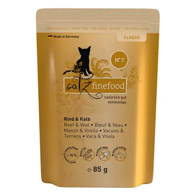 8x85g catz finefood marha & borjú tasakos nedves macskatáp