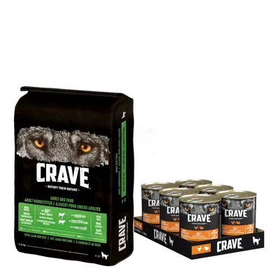 11,5kg Crave Adult bárány & marha száraz kutyatáp+6x400g csirke & pulyka nedvestáp 15% árengedmé