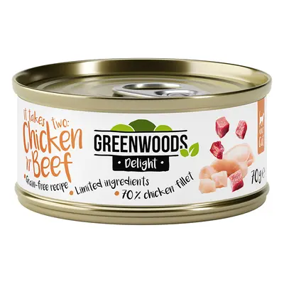 24x70g Greenwoods Delight csirkefilé & marha nedves macskaeledel