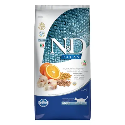 2x5kg Farmina N&D Ocean Healthy Law Grain Adult tőkehal & narancs száraz macskatáp