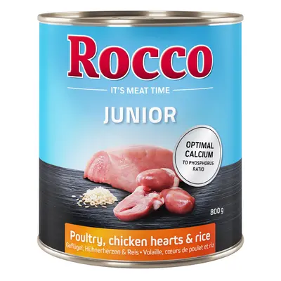 24x800g Rocco Junior Szárnyas, csirkeszív & rizs nedves kutyatáp