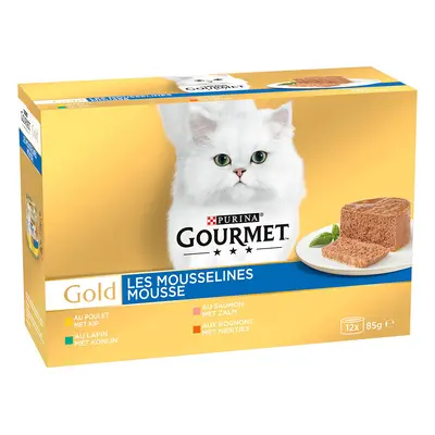 48x85g Gourmet Gold Paté nedves macskatáp- - Mix: hús & hal (nyúl, csirke, lazac, vese)