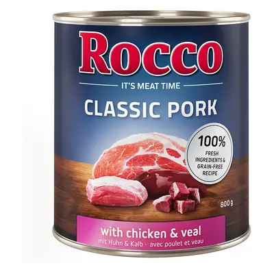 6x800g Rocco Classic Pork Csirke & borjú nedves kutyatáp