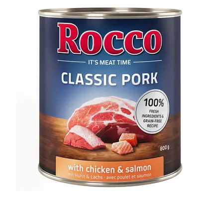 24x800g Rocco Classic Pork Csirke & lazac nedves kutyatáp