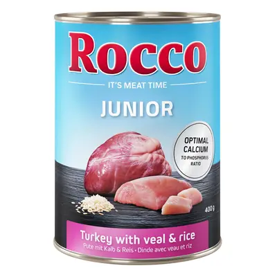 24x400g Rocco Junior pulyka & borjúszív + kalcium nedves kutyatáp