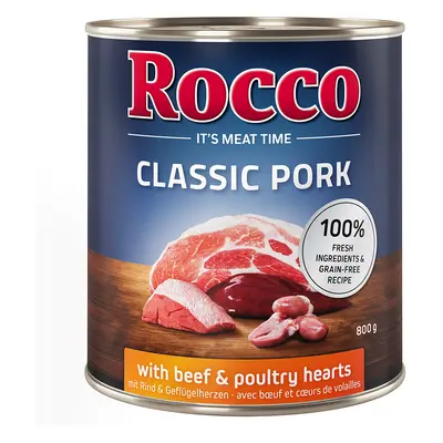 24x800g Rocco Classic Pork Marha & szárnyasszív nedves kutyatáp