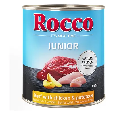 6x800g Rocco Junior Marha, csirke & burgonya nedves kutyatáp