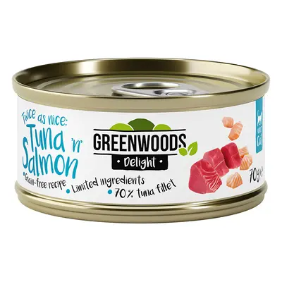 24x70g Greenwoods Delight tonhalfilé & lazac nedves macskaeledel