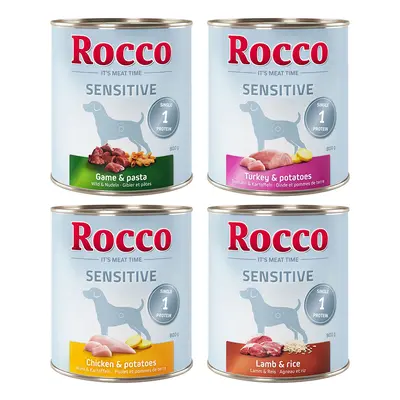 24x800g Rocco Sensitive vegyes csomag 4 fajtával nedves kutyatáp