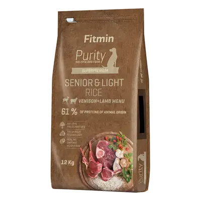 12kg Fitmin Purity Senior & Light rizs, szarvas & bárány száraz kutyatáp