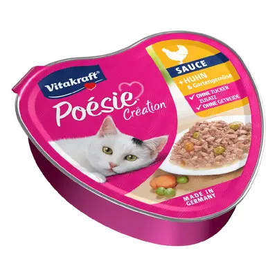 15x85g Vitakraft Poésie Création csirke & zöldség szószban nedves macskaeledel