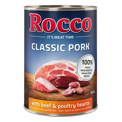 6x400g Rocco Classic Pork Marha & szárnyasszív nedves kutyatáp