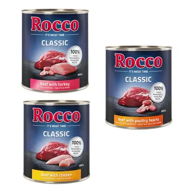 24x800g Rocco Classic nedves kutyatáp- Szárnyas-mix: marha/csirke, marha/szárnyasszív, marha/pul