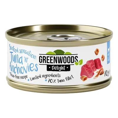 24x70g Greenwoods Delight tonhalfilé & szardella nedves macskaeledel