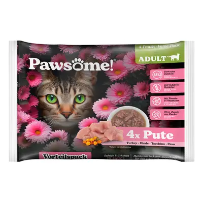 4x85g Pawsome Adult Cat nedves macskatáp - Pulyka