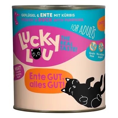 6x800g Lucky Lou Adult Baromfi & kacsa nedves macskaeledel