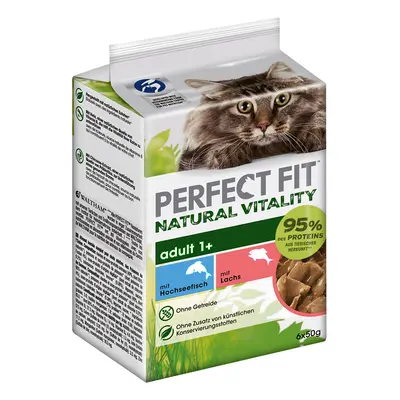 12x50g Perfect Fit Natural Vitality Adult 1+ Nyílt tengeri hal & lazac nedves macskatáp 10+2 ing