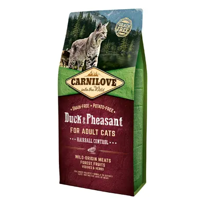 6kg Cat Hairball Control Duck & Pheasant Carnilove szárazeledel macskák számára