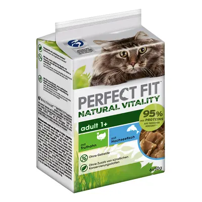 12x50g Perfect Fit Natural Vitality Adult 1+ Nyílt tengeri hal & pulyka nedves macskatáp 10+2 in