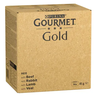 Jumbopack: 96x85g Gourmet Gold nedves macskatáp- Finom pástétom: marha, nyúl, bárány, borjúhús