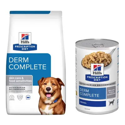 12kg+ 3x370g Hill's Prescription Diet hozzáillő nedvestáp ingyen! száraz kutyatáp - Canine Derm 