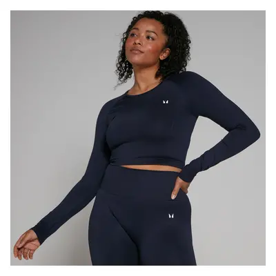 MP Női Shape Seamless Hosszú Ujjú Crop Top - Tengerészkék - XXS