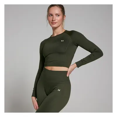 MP Női Shape Seamless Hosszú Ujjú Crop Top - Erdőzöld - XS