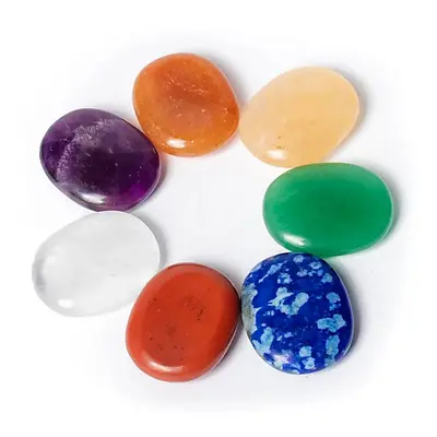 Phoenix Import Worry Stone csiszolt ovális féldrágakő készlet a nyugtatáshoz - 7 csakra 2,5 cm