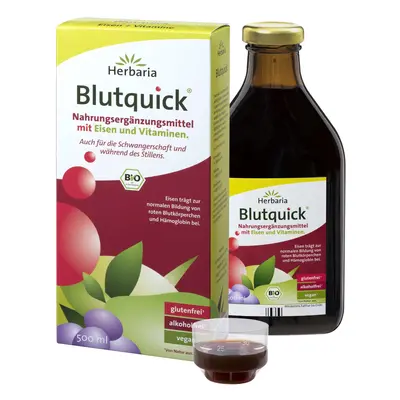 Herbaria Blutquick® (Bloodquick) organikus lé vassal és vitaminokkal, alkohol nélkül 250 ml, 500