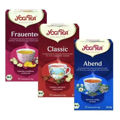 Yogi Tea Csomag női tea, lefekvés előtti tea és klasszikus ájurvédikus tea gyógyteák 3 db 17 x 1