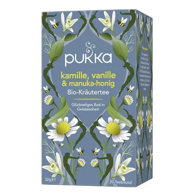 Pukka Herbs ájurvédikus BIO gyógytea- kamilla, vanília édes ízű Manuka méz 20 db tasak