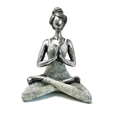 Ancient wisdom AWG Yoga Lady Manneken szobor, Namasté, ezüst - fehér 24 cm