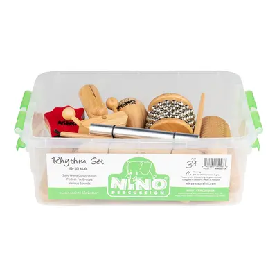 NINO Percussion Wooden Rhythm Box Fából készült ütőhangszer szett gyerekeknek 10 db