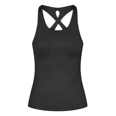 Bodhi Niyama Essentials Crossed Back Tank Top női felső, beépített kosarakkal, fekete Szín: fehé