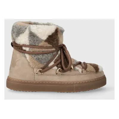 Inuikii velúr hócipő Shearling Patchwork bézs