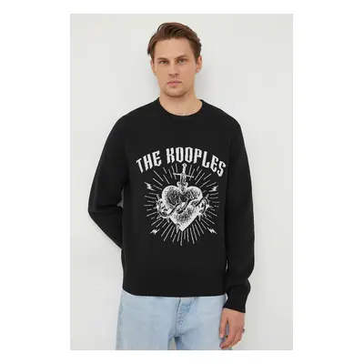 The Kooples gyapjúkeverék pulóver férfi, fekete