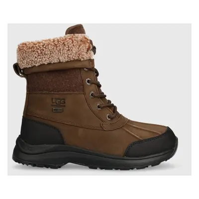 UGG velúr cipő Adirondack Boot III Tipped barna, női, enyhén téliesített, lapos talpú