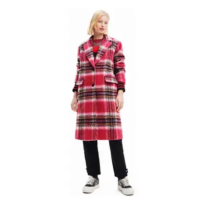 Desigual kabát 23WWEWAD WOMAN WOVEN OVERCOAT női, rózsaszín, átmeneti, kétsoros gombolású