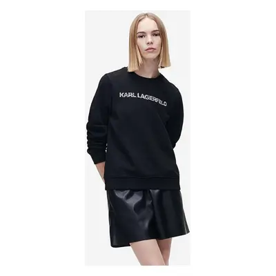 Karl Lagerfeld felső Elongated Logo Zebra Sweat 221W1815 fekete, női, nyomott mintás