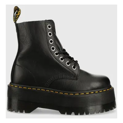 Dr. Martens bőr bakancs fekete, női, platformos