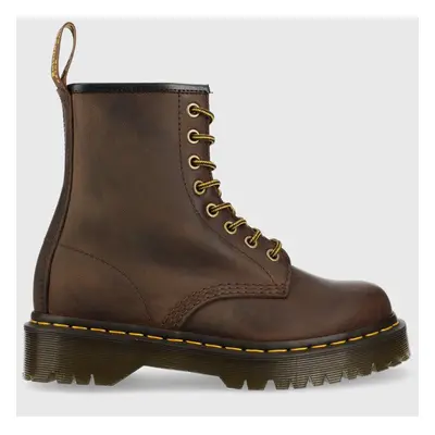 Dr. Martens bőr bakancs Bex barna, női, lapos talpú