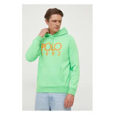 Polo Ralph Lauren felső zöld, férfi, nyomott mintás, kapucnis