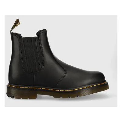 Dr. Martens bőr bokacsizma fekete, női, téliesített, lapos talpú