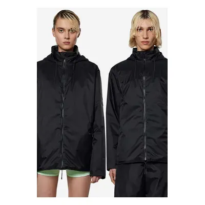 Rains rövid kabát Fuse Jacket női, fekete, átmeneti, oversize