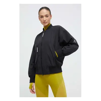 adidas by Stella McCartney bomber dzseki női, fekete, átmeneti, oversize, IP1370