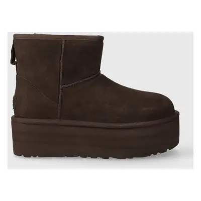 UGG velúr hócipő Classic Mini Platform barna