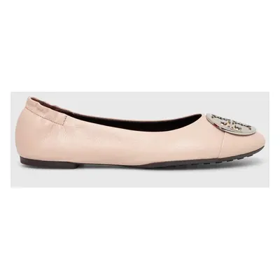 Tory Burch bőr balerina cipő Claire Cap-Toe Ballet bézs, 156309.650