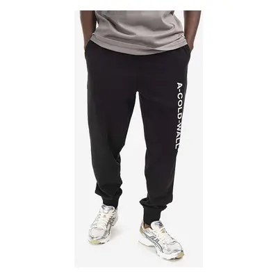 A-COLD-WALL* pamut melegítőnadrág Essential Logo Sweatpants fekete, nyomott mintás