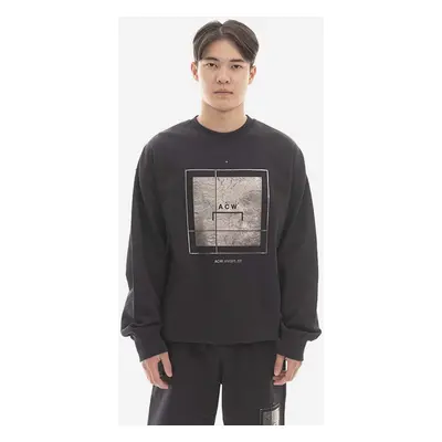 A-COLD-WALL* pamut melegítőfelső Foil Grid Crewneck fekete, férfi, nyomott mintás