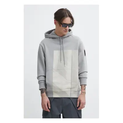 A-COLD-WALL* pamut melegítőfelső Strand Hoodie szürke, férfi, nyomott mintás, kapucnis, ACWMW186